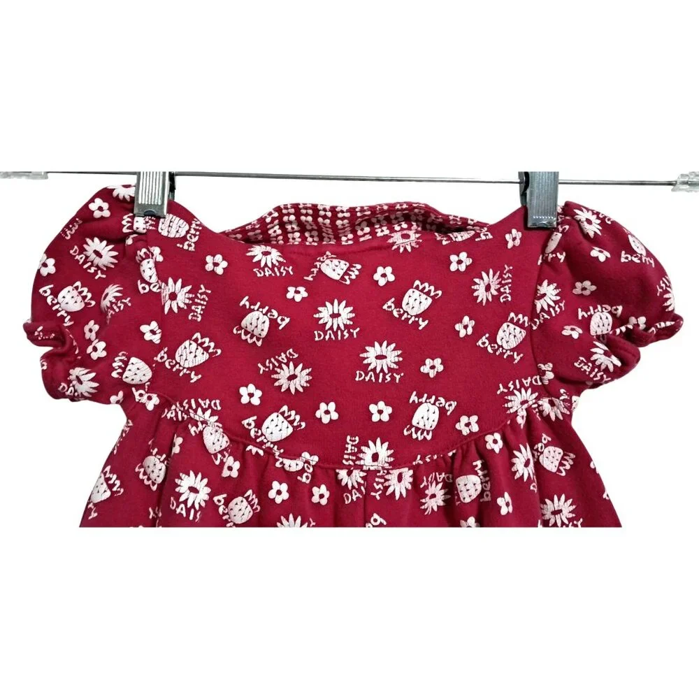 Vintage Circo Bubble Romper Baby Girls Red Floral 12M Peter Pan Collar Cotton Be